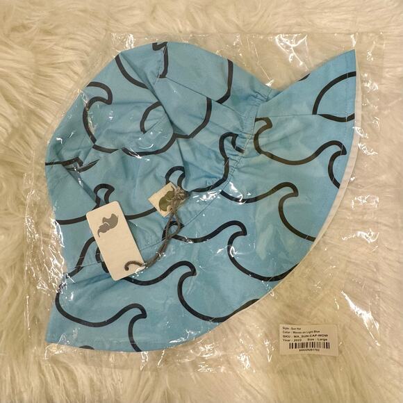 NWT Monica + Andy Toddler Size Large Sun Hat Ocean Waves on Blue - Picture 5 of 7
